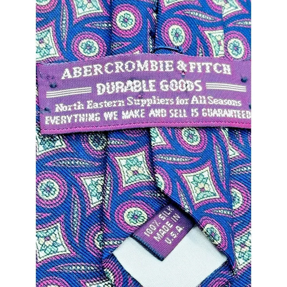Abercrombie &‎ Fitch Durable Goods Necktie VTG Silk Diamonds Red Blue 57